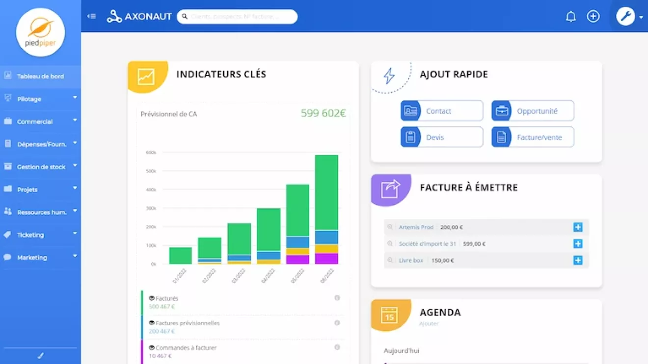 Ecran logiciel partenaire MyUnisoft Axonaut