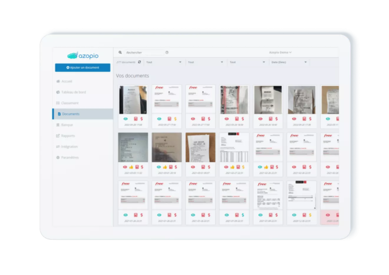 Ecran logiciel partenaire MyUnisoft Azopio