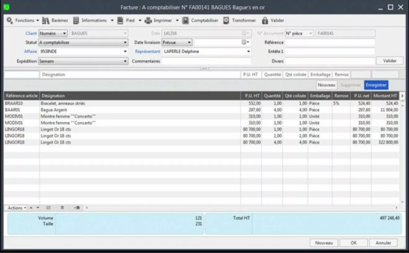 Ecran logiciel Sage