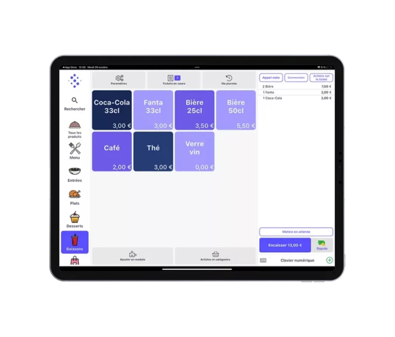Ecran logiciel Shopcaisse