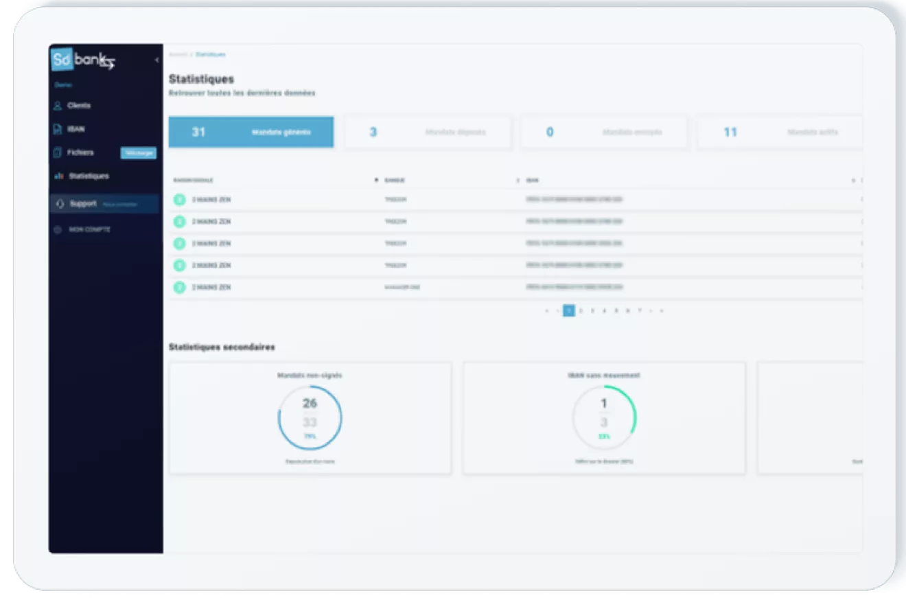 Ecran logiciel Sobank