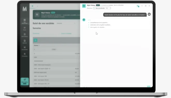 MyU Vision propose des questions en langage naturel sur la productivité et le conseil client dès l'ouverture