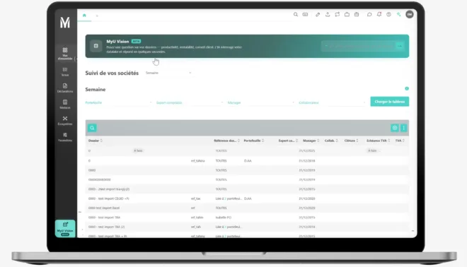 MyU Vision s'ouvre dans un volet latéral accessible sans quitter l'écran de travail MyUnisoft