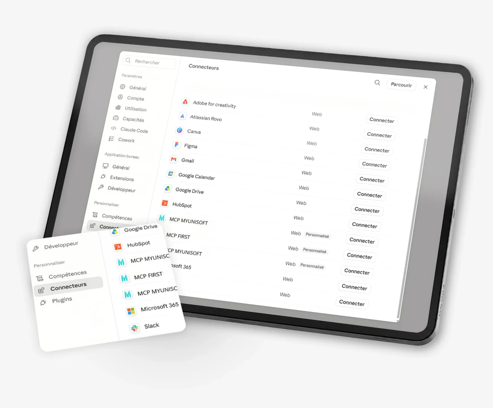 Interface de connexion du connecteur MCP MyUnisoft permettant d'interroger ses données comptables en langage naturel